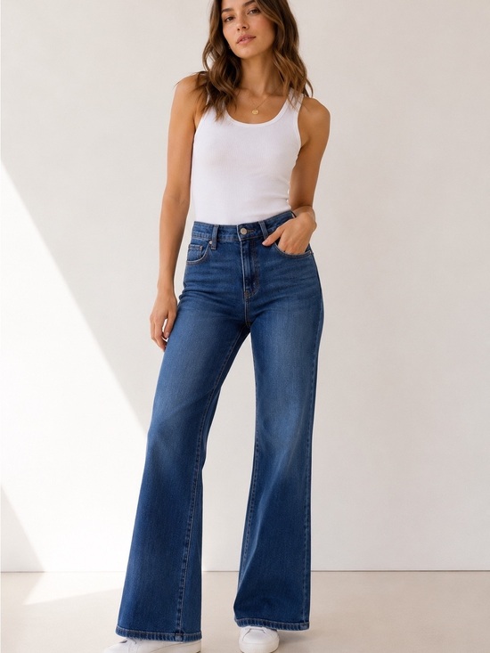 Kut from the Kloth Denim - Kut from the Kloth High-Rise Wide-Leg Jeans in Dark Blue